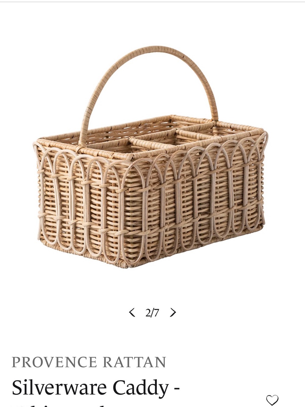 Juliska PROVENCE RATTAN - Silverware Caddy - Whitewash - Picture 2 of 5